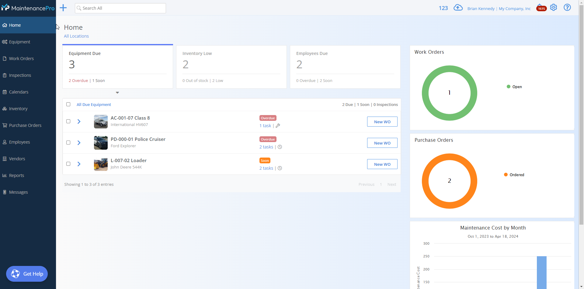 screenshot of Fleet Maintenance Pro